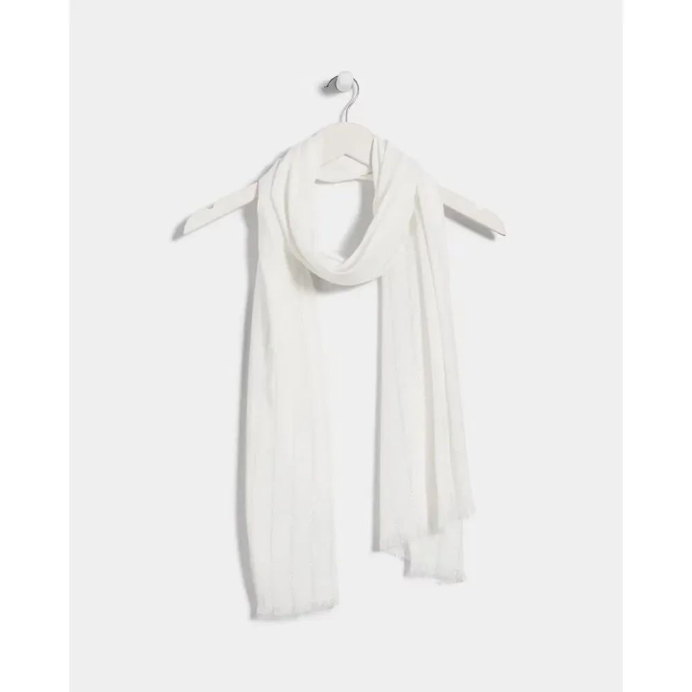 White Lightweight Fringe Scarf Wrap Shawl Soft Solid White